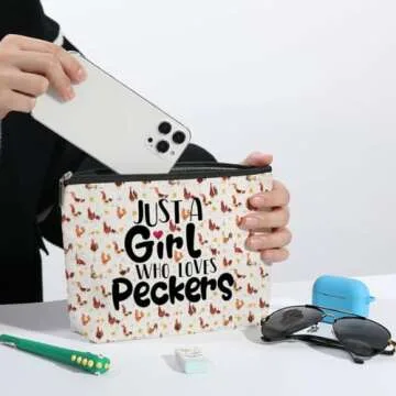 ZHAMEN Chicken Decor Chicken Accessories Makeup Bag Chicken Gifts for Chicken Lovers Makeup Pouch Birthday Gifts for Women Chicken Mom Lady Friends Besties Sisters Cosmetic Travel Bag