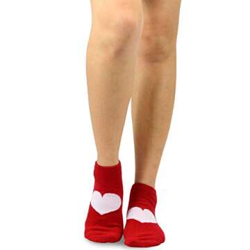 TeeHee Valentine's Day Hearts and Love Women's Low Cut Ankle Crew Cotton Socks 3 Pairs (Big Heart)