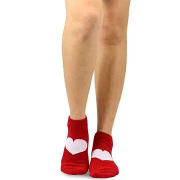 TeeHee Valentine's Day Hearts and Love Women's Low Cut Ankle Crew Cotton Socks 3 Pairs (Big Heart)