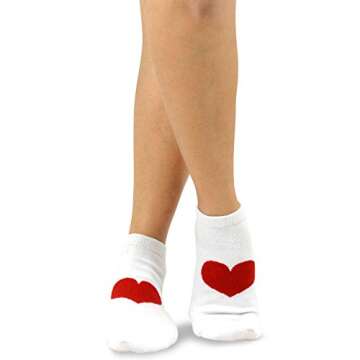TeeHee Valentine's Day Hearts and Love Women's Low Cut Ankle Crew Cotton Socks 3 Pairs (Big Heart)