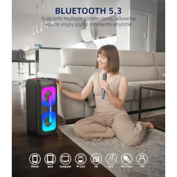 Portable Karaoke Machine with Bluetooth & Disco Lights