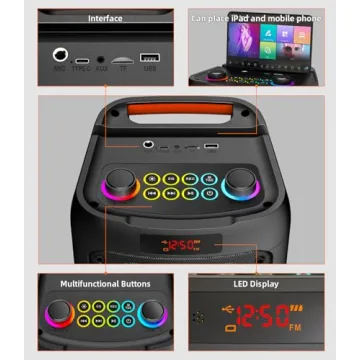 Portable Karaoke Machine with Bluetooth & Disco Lights