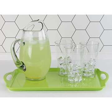 Reston Lloyd Calypso Basics Melamine Serving/Ottoman Handles, Rectangular Tray, Lime