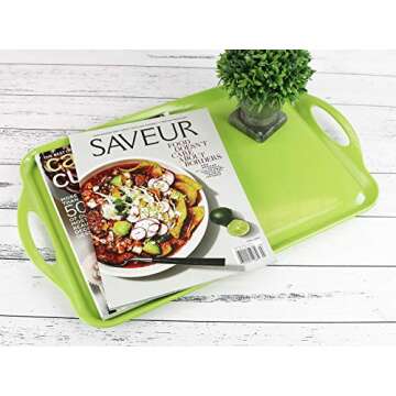 Reston Lloyd Calypso Basics Melamine Serving/Ottoman Handles, Rectangular Tray, Lime