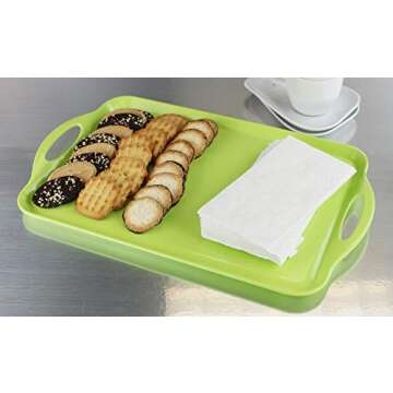 Reston Lloyd Calypso Basics Melamine Serving/Ottoman Handles, Rectangular Tray, Lime