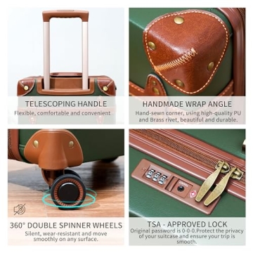 NZBZ Vintage 3-Piece Luggage Set for Stylish Travelers
