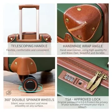 NZBZ Vintage 3-Piece Luggage Set for Stylish Travelers
