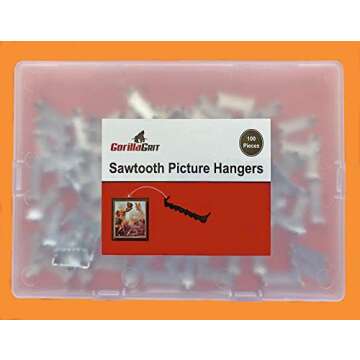 100 Small Sawtooth Picture Hangers No Nail – 7/8” Nailess Zinc Plated for Hard and Soft Wood Frames