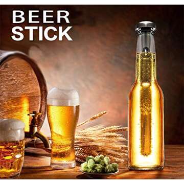 DERNORD Beer Chiller Stick - 2 Pack Stainless Steel Drink Chiller Sticks Keep Bottled Drinks Cold Wine Beverage Cooler Cooling Sticks for Christmas and Birthday Gifts