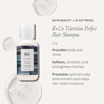 R+Co Travel Essentials | Control Flexible Paste(2.2 Oz) + Television Perfect Hair Shampoo and Conditioner Set (2 Oz) | Body + Shine + Smoothing for All Hair Types | Vegan + Cruelty-Free | Sayn Beauty