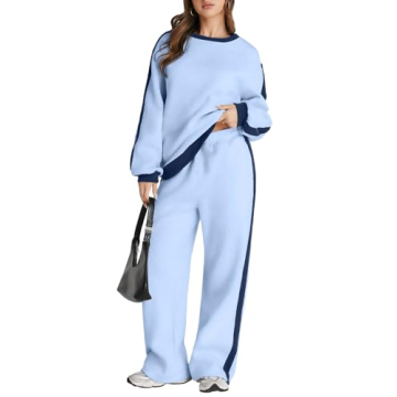 Herseas Women Two Piece Color Block Cozy Tracksuit for Fall Winter