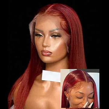 afsisterwig 99J Burgundy Wine Red Silky Straight Transparent 13x4 Lace Front Brazilian Human Hair Wigs Pre Plucked Remy Hair 180% Virgin Hair Wigs (26inch, 13X4 lace Front)