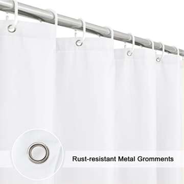 EurCross 72 x 76inch Shower Curtain for Bathroom, Easy Care Machine Washable Fabric Solid White Shower Curtain Liner 76 inch Long Without Hooks