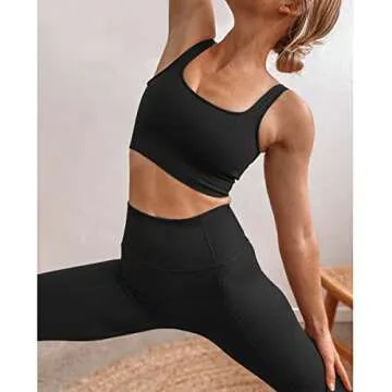 Jetjoy Exercise Outfits for Women 2 Pieces Ribbed Seamless High Waist Yoga Summer Outfits Sports Gym Tracksuits Sweatsuits