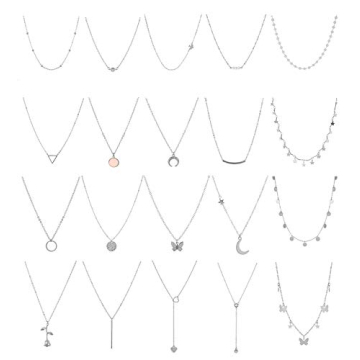 Honsny 20PCS 14K Gold Plated Choker Necklaces for Women, Dainty Gold Diamond Coin Pearl Pendant Simp...