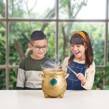 Magic Mixies - Magical Real Misting Gold Cauldron with 8 Inch Non-Electronic Plush Toy. Follow The Spell Book Add The Magic Ingredients. Who Will You Magically Create?