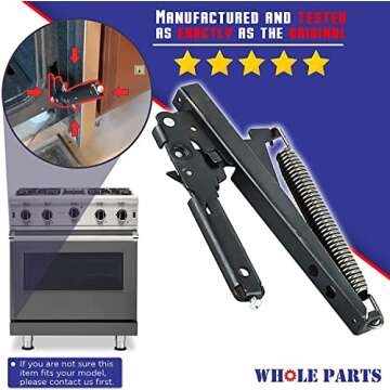 Whole Parts Oven Door Hinge (Black) Part # PC020007 [Enhanced Stronger Version], Replacement and Compatible with Some Viking Ovens - Non-OEM Viking Parts & Accessories - 2 Yr Warranty