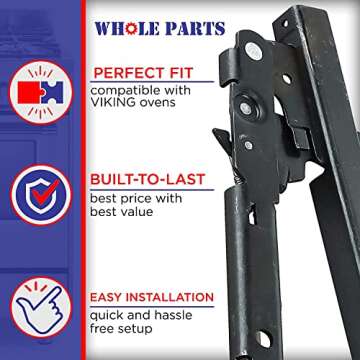 Whole Parts Oven Door Hinge (Black) Part # PC020007 [Enhanced Stronger Version], Replacement and Compatible with Some Viking Ovens - Non-OEM Viking Parts & Accessories - 2 Yr Warranty