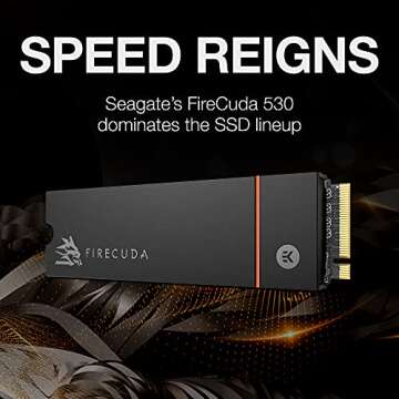 Seagate FireCuda 530 1TB Solid State Drive - M.2 PCIe Gen4 Ã—4 NVMe 1.4, PS5 Internal SSD, speeds up to 7300MB/s, 3D TLC NAND, 1275 TBW, 1.8M MTBF, Heatsink, Rescue Services (ZP1000GM3A023)