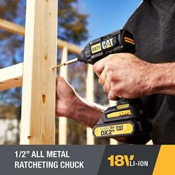 Caterpillar Cat® 18V 1 FOR ALL 1/2" Cordless Drill/Driver with Brushless Motor and 2 Batteries - DX11