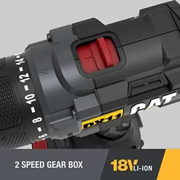 Caterpillar Cat® 18V 1 FOR ALL 1/2" Cordless Drill/Driver with Brushless Motor and 2 Batteries - DX11