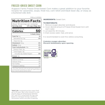 Augason Farms Sweet Corn - Freeze Dried for Emergencies & Meals