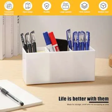 Cerpourt White Makeup Brush Organizer,Acrylic Cosmetic Brushes Storage Holder with 3 Slots,Pencil Pen Holder for Desk,Desk Organizer and Accessories for Vanity