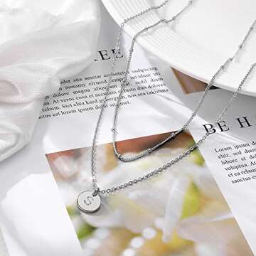 IEFWELL Silver Necklaces for Women - Initial Necklaces for Teen Girls Gifts Silver Initial Necklaces for Women Gifts for Girls Jewelry Layered Necklaces for Women Letter S Necklaces for Girls Gifts