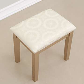 Roundhill Furniture Moniys Wood Moniya Makeup Vanity Table and Stool Set, Gold