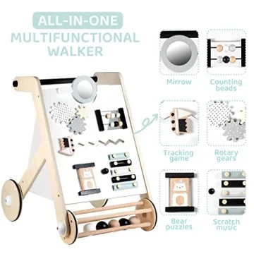 Beright Wooden Activity Walker for Toddlers  - Safe and Engaging