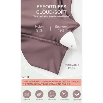ODODOS Cloud Feeling V Neck Padded Sports Bra for Women U Back Wirefree Yoga Bra Crop Top, Purple Taupe, Medium