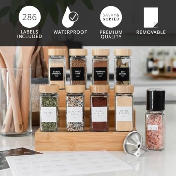 Savvy & Sorted Glass Spice Jars Set 24PK with Accessories