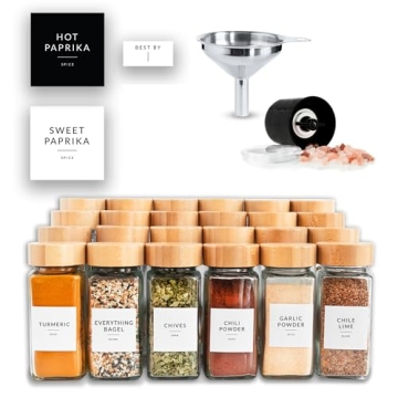Savvy & Sorted Glass Spice Jars Set 24PK with Accessories