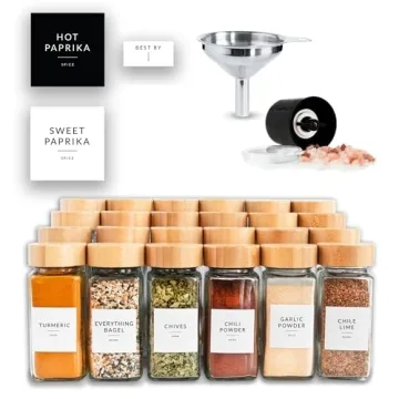 Savvy & Sorted Glass Spice Jars Set 24PK with Accessories