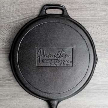 Hamilton Cornerstore Cast Iron Skillet with Cornbread Mix & Biscuit Mix - Southern Cooking Bundle - 10 Inch Pre-Seasoned Frying Pan, Non-Stick