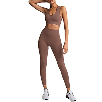 HAODIAN Women's Yoga Outfits 2 Piece High Waisted Leggings with Sports Bra Gym Clothes Sets in Brick...