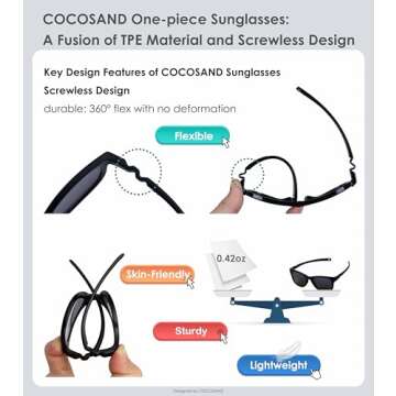 COCOSAND Polarized Baby Sunglasses with Strap 100% UV Protection for Infant Toddler Girls & Boys Age 0-12months, Black
