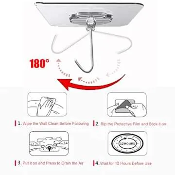 DDMY 24 Pack Adhesive Hooks - Durable, Reusable & Clear