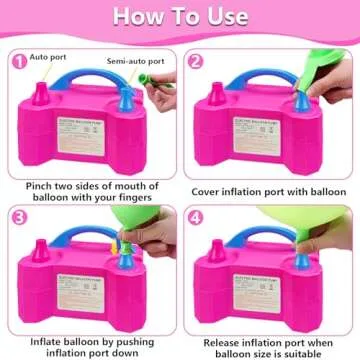 SINBEE Balloon Pump, Balloon Pump Electric, Portable Dual Nozzle Electric Blower Air Pump Inflator for Party Decoration. Faster and Save Time [110V~120V, 600W, Rose Red]