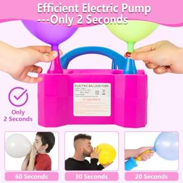 SINBEE Balloon Pump, Balloon Pump Electric, Portable Dual Nozzle Electric Blower Air Pump Inflator for Party Decoration. Faster and Save Time [110V~120V, 600W, Rose Red]
