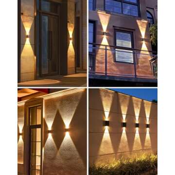 LUHLEE Solar Outdoor Wall Lights, Up and Down Solar Wall Sconce Lights Outdoor,IP65 Waterproof Wall Mounted Outdoor Solar Lights for House,Porch,Garage,Fence,Garden Decorative(Warm White 2Pack)