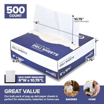 500 Count Pre-Cut Deli Wax Paper Sheets - Heavy Duty & Eco-Friendly