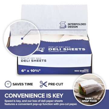 500 Count Eco-Friendly Deli Wax Paper Sheets for Food