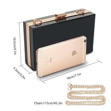 WJCD Women Clear Purse Acrylic Box Clutch Handbag, Small Transparent Crossbody Evening Bag Stadium A...