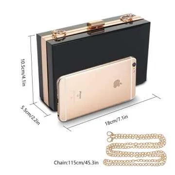 WJCD Women Clear Purse Acrylic Box Clutch Handbag, Small Transparent Crossbody Evening Bag Stadium A...
