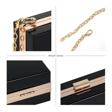 WJCD Clear Acrylic Box Clutch with Golden Chain