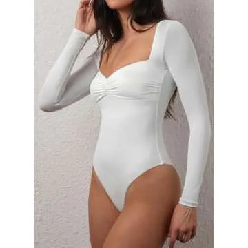 Stylish CHYRII Womens Square V Neck Bodysuit - Perfect for All Occasions