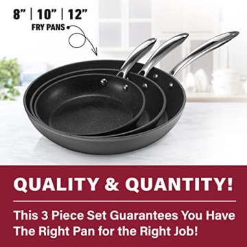 Granitestone Pro Non Stick Frying Pans Set - 8 10 12 Inch Set