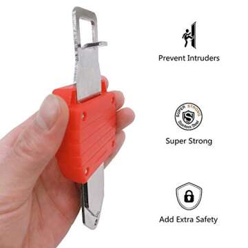 Portable Door Lock,Travel Lock, AirBNB Lock,Safety Lock for Travel,Hotel,Home,Apartment (1, Red)