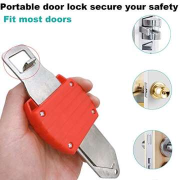 Portable Door Lock,Travel Lock, AirBNB Lock,Safety Lock for Travel,Hotel,Home,Apartment (1, Red)